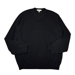 Turabury 100% Cashmere Mens V Neck Sweater Sz M Black Minimalist Preppy Work